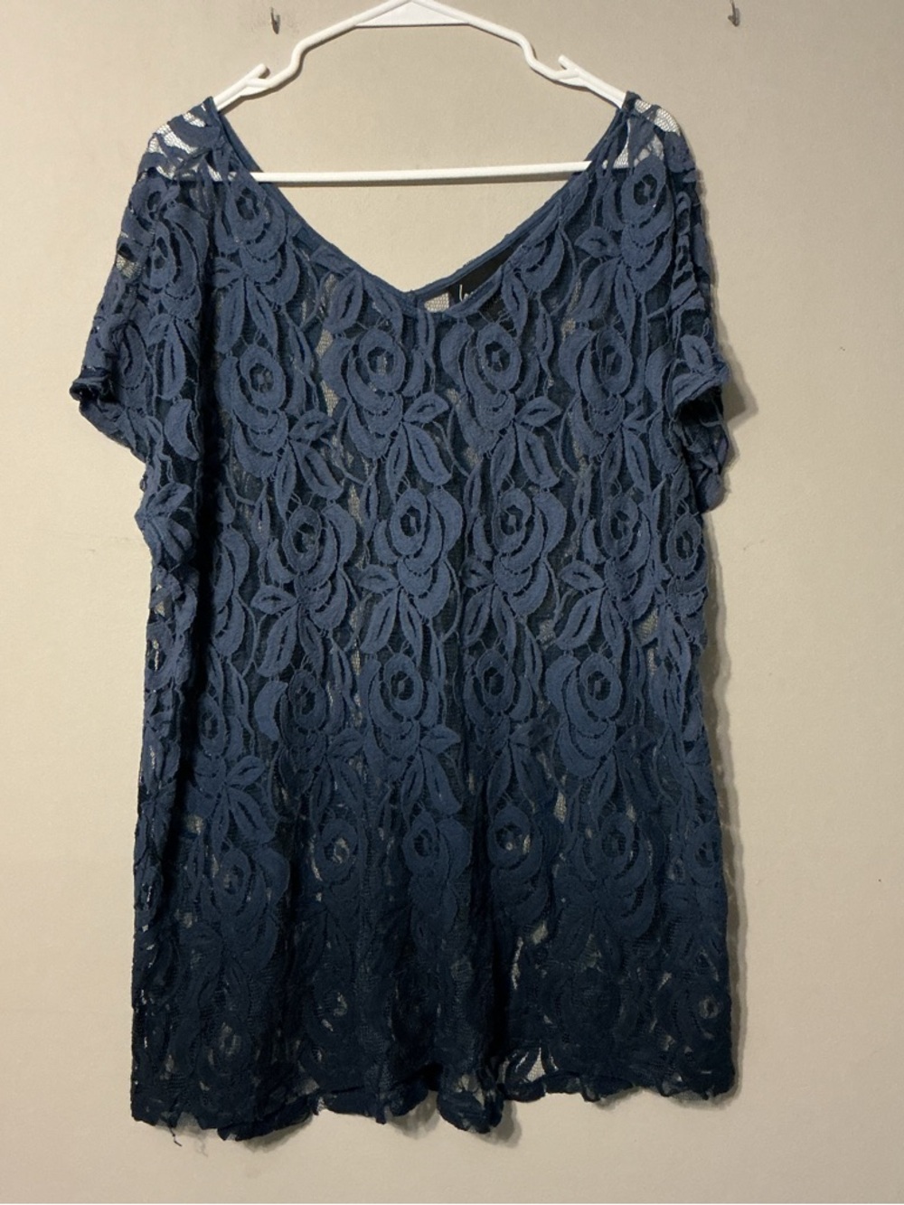 Lane Bryant Blue Ombré Floral Lace Top